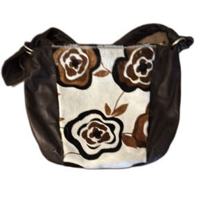 Marco Buggiani Leather & Pony Fur Hobo Shoulder Bag